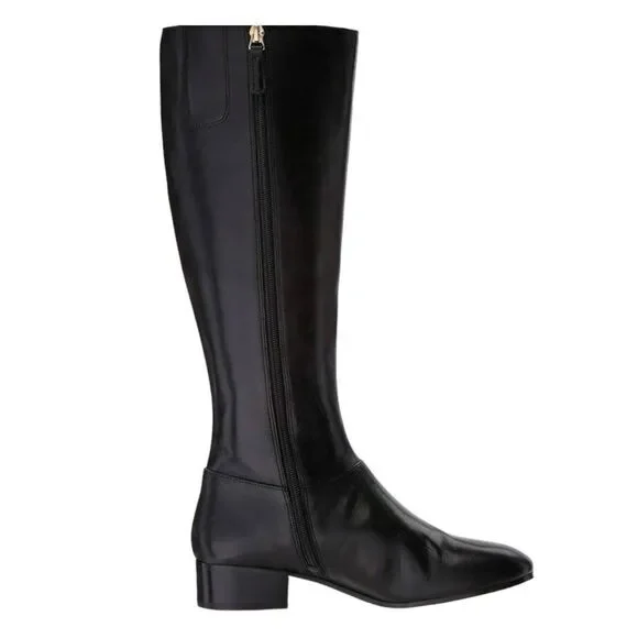 Nine West Oreyan Tall Black Leather Riding Boots Gold Button Details US Size 8.5 - Picture 5 of 10